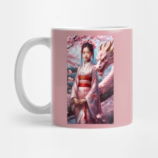 Year of the Dragon 2024 - Girl between cherry blossoms Mug